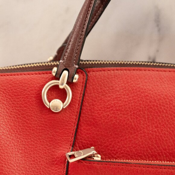 Coach Kacey Satchel – Red with Brown Trim – LIKE NEW - Picture 7 of 15